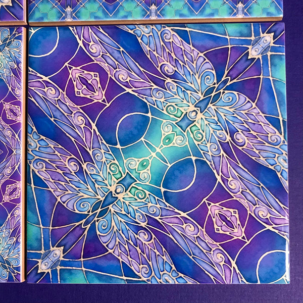Blue Green Turquoise Dragonflies Tiles Mixed Set - Beautiful Bohemian Tiles