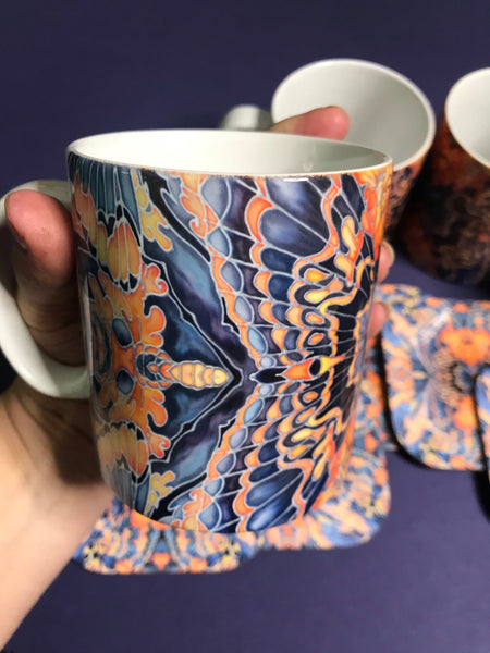 Contemporary Grey Blue Orange Placemats & Coasters - Table Mats -