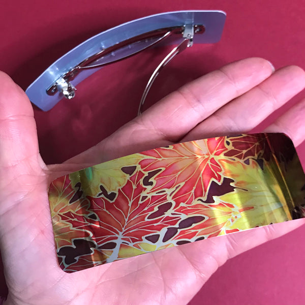 Autumnal Maple Leaves Large Hair Clip - Shiny Red Yellow Leafy Hair Barrette