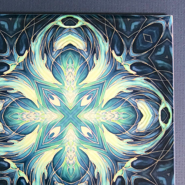 Blue Teal Dolphin Tiles -  Ceramic Hand Printed Bathroom Kitchen Tiles