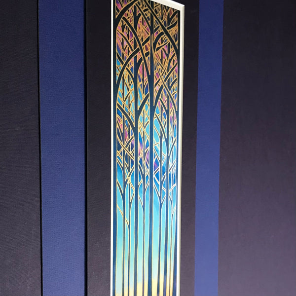 Cathedral Trees Signed Print - Blue Purple Turquoise Red Forest Print Art