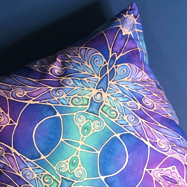 Nouveau Dragonflies Cushion - Blue Green Turquoise Purple Cushion - Dragonflies Art Pillow