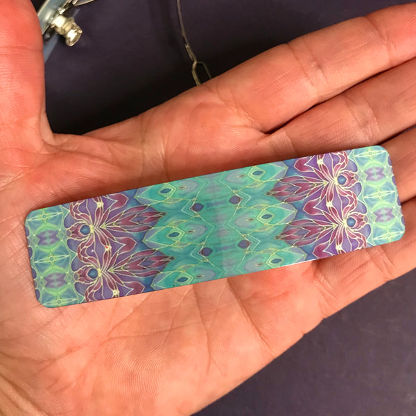 Persian Style Purple Turquoise Hair Clip - Orchid Patterned Hair Barrette