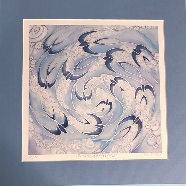 Swallows and Clouds Signed Print - Living Room Bedroom Bathroom Art