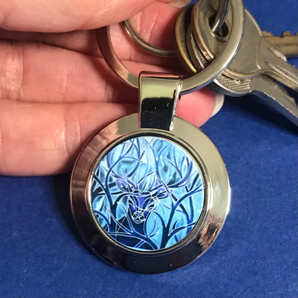 Blue Stag Key Ring - Nature Lovers Gift for Him - Present for Dad