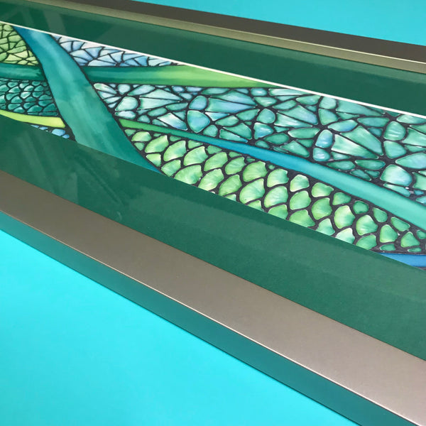 SOLD - Vibrant Green Contemporary Flowing Water Original Silk Painting - green turquoise Hand-Painted Silk Art -