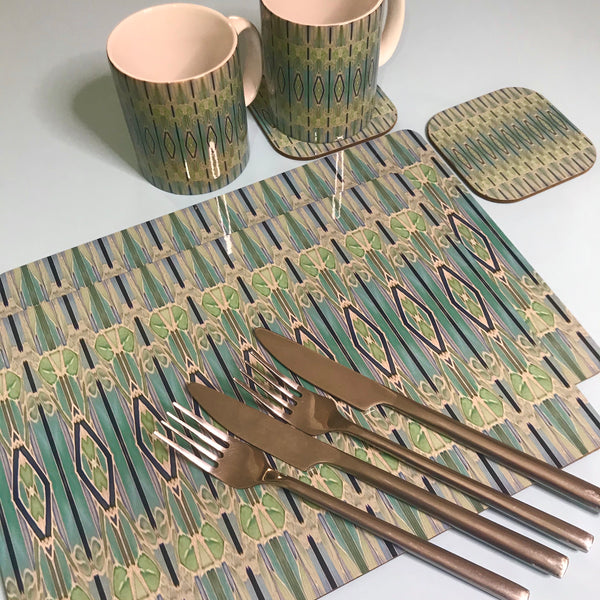 Deco Style duck egg, sage, turquoise Table Mats - green chopping boards