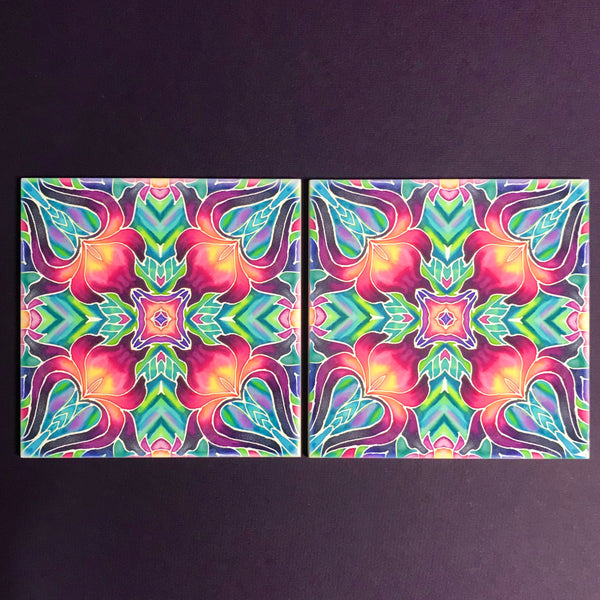 Purple Iris Arts and Crafts look Bathroom Tiles or Kitchen Tiles