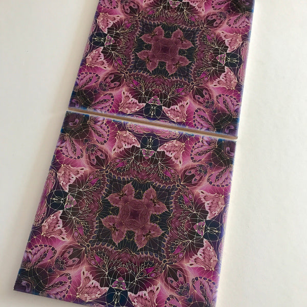 Contemporary Plum Butterfly Tiles - Beautiful Ceramic Bohemian Tiles - Ceramic Printed Tiles