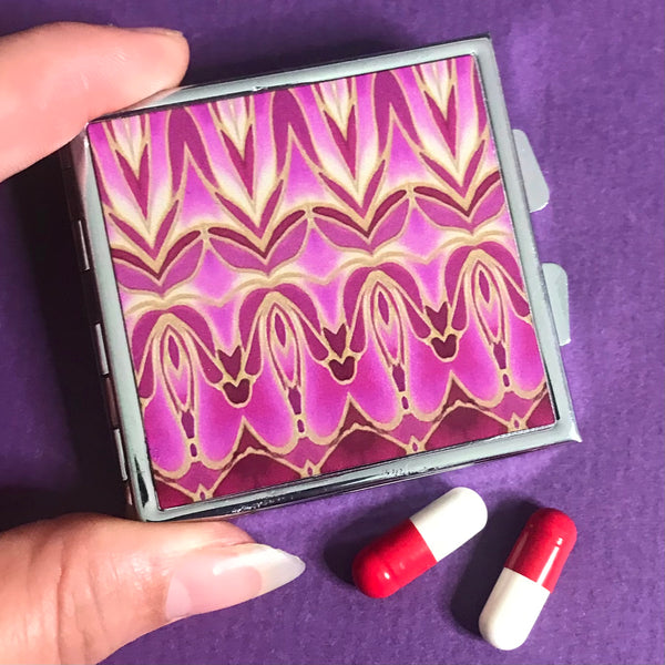 Pink Persian style Large Pill Box - Stud Earing Jewellery Box