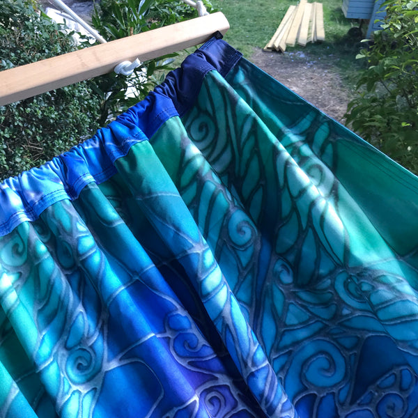 Gorgeous Blue Green Reversible Hammock - featuring Blue Shoal on one side and Dragonflies on the reverse.