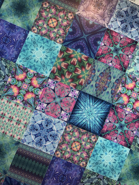 Cool Bohemian Mixed Set of 20 Ceramic Tiles - Blue Green Purple Turquoise Bright Bohemian Kitchen Tiles