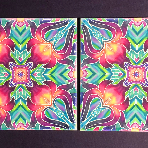 Purple Iris Arts and Crafts look Bathroom Tiles or Kitchen Tiles