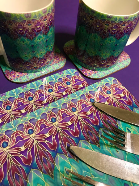 Persian Orchid High Quality Table Mats - Purple Turquoise Green Tableware