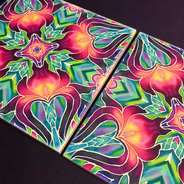 Purple Iris Arts and Crafts look Bathroom Tiles or Kitchen Tiles