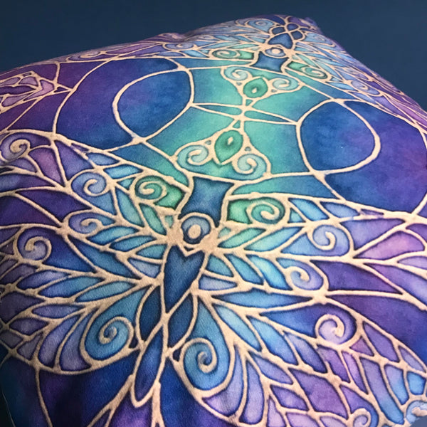 Nouveau Dragonflies Cushion - Blue Green Turquoise Purple Cushion - Dragonflies Art Pillow