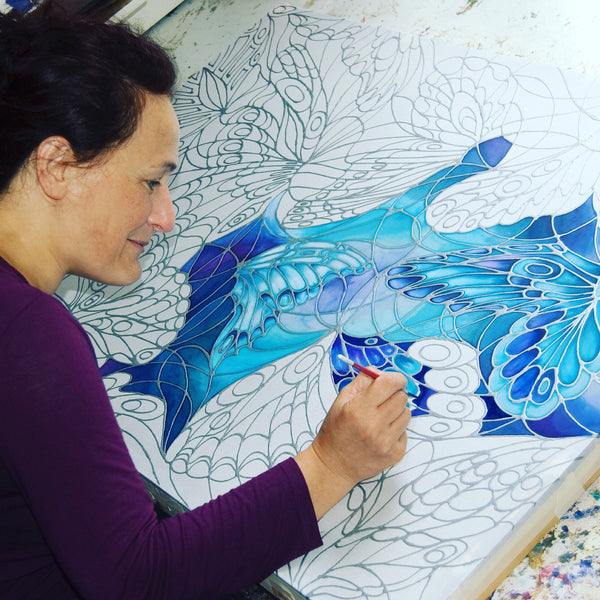 Contemporary Purple Butterfly Tiles - Beautiful Purple Grey Tiles - Ceramic Bohemian Printed Tiles