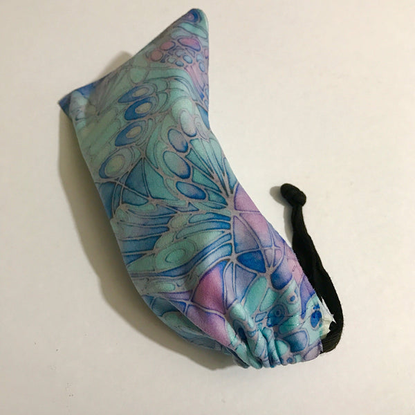 Butterflies glasses case turquoise - slip-on padded glasses cover - Reading or Large Glasses Cover