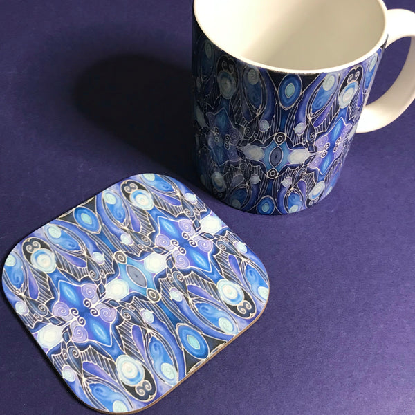 Deco Style Blue Swallows Mug and Coaster - Bird Mug Box Set