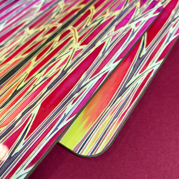 Sunset Trees Placemats and Coasters - High Quality Table Mats - Warm Red Tableware