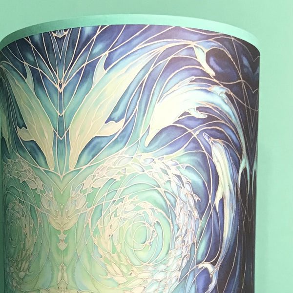 Blue Aqua Dolphins Contemporary Lamp Shade for table lamp- Blue Swimming Dolphins Drum Shade - Atmospheric lamp Shade