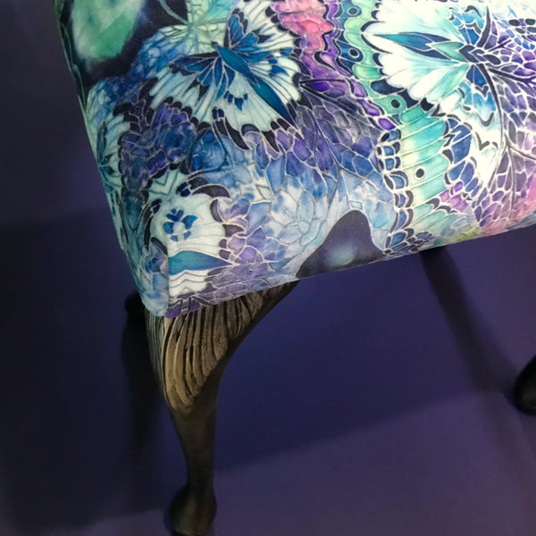 SOLD Luxury velvet dressing table stool - Footstool or Piano Stool- one off Bespoke Upholstery.