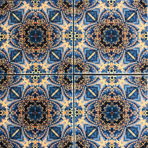 Contemporary Butterfly Tiles - Orange & Grey Ceramic Tiles - Beautiful Bohemian Printed Tiles