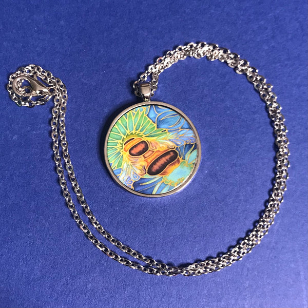 Bumble Bee Necklace - Honey Bee and Flowers Pendant - Affordable gift