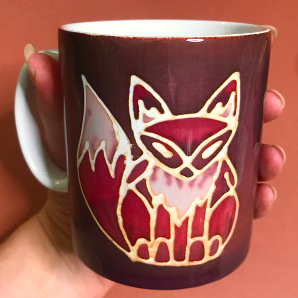 Cute Fox Mug & Coaster - Fox Mug Box Set - Red Chocolate Fox Mug - Fox Lovers Mug Gift