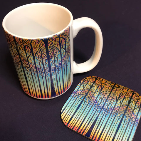 Stunning Cathedral Trees Extra Large Mug and Coaster - Woodland Mug Set - Mug Gift