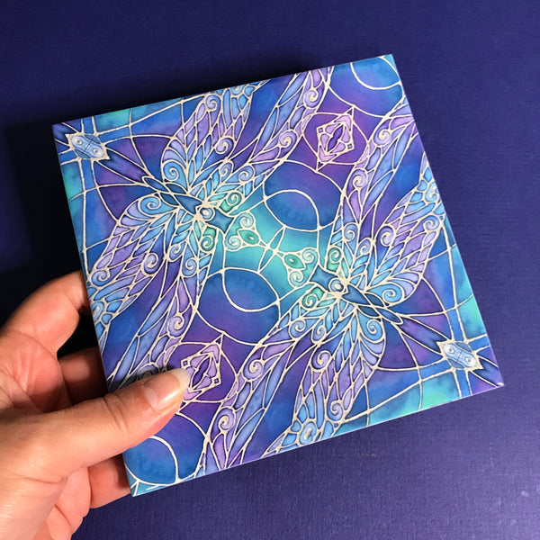 Dragonflies Wall Tile Blue Purple Turquoise
