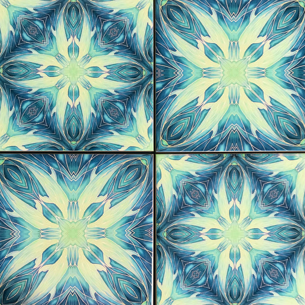 Contemporary Mixed Set of  Dolphins Tiles - Mint Blue Green Tiles - Colourful Patterned Tile