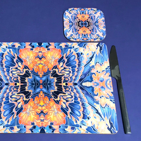 Contemporary Grey Blue Orange Placemats & Coasters - Table Mats -