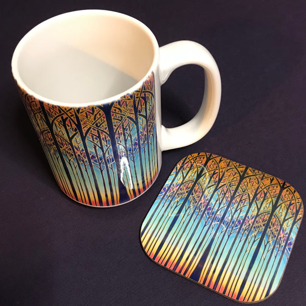 Stunning Cathedral Trees Extra Large Mug and Coaster - Woodland Mug Set - Mug Gift