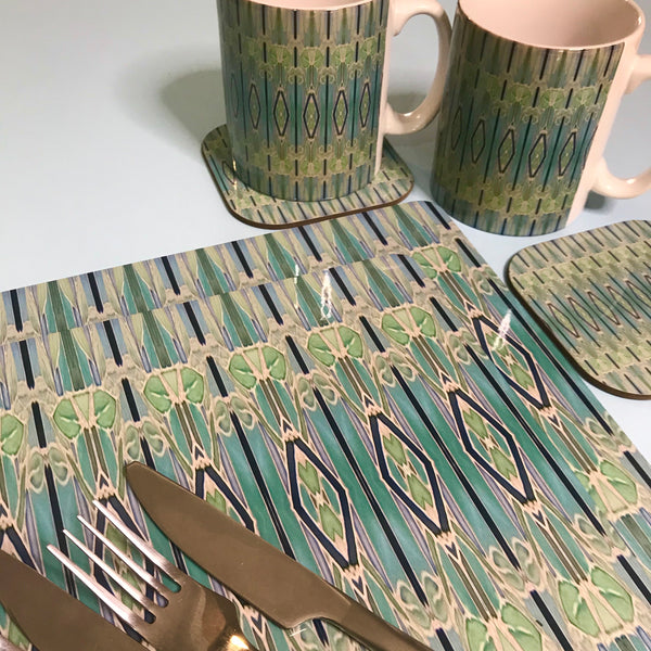Deco Style duck egg, sage, turquoise Table Mats - green chopping boards
