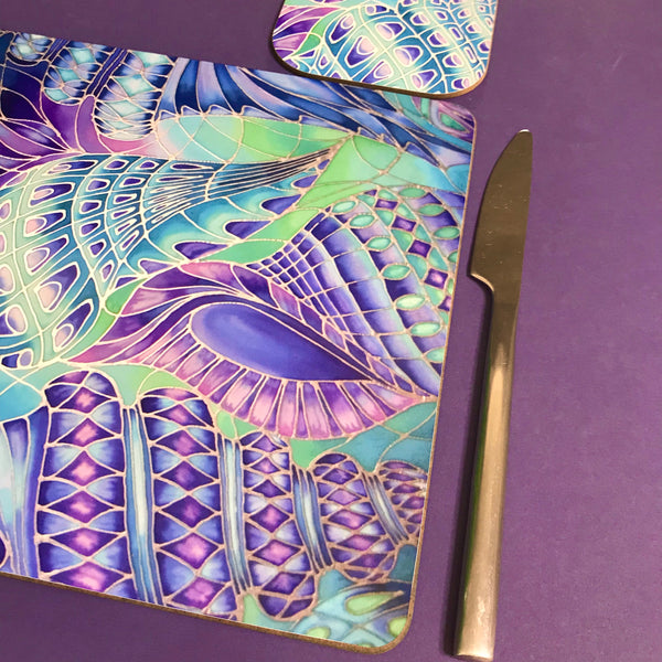 Shells Table Mats & Coasters - Blue Green Placemats & Coasters - Round Placemats & Coasters