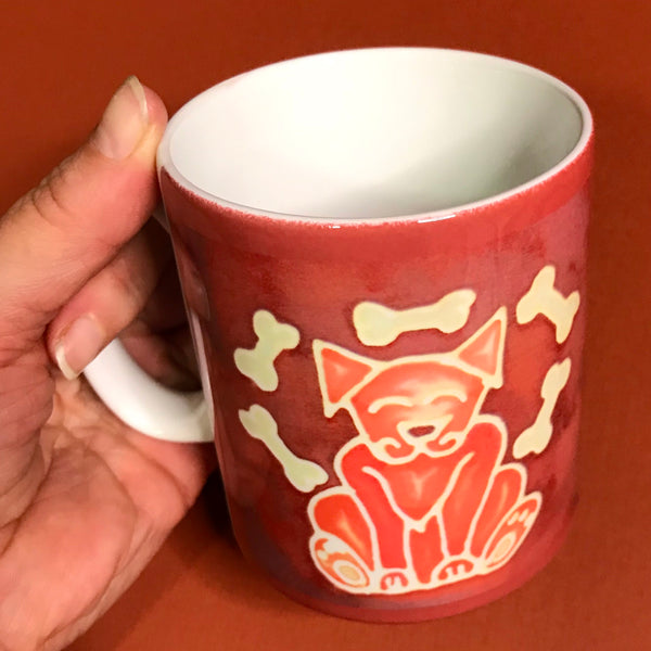 Smiley Dog and his Bones Fun Mug and Coaster box set or mug only - Russet Mug Set - Mug Gift