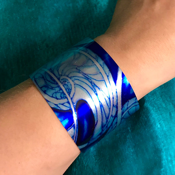 Nautillus Shells Cuff Bracelet - Comtemporary Statement Bracelet - easy wear lightweight aluminium.