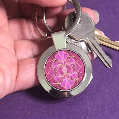 Pink Orchid Key Ring - Flower Lovers Gift for Her - Present Gardeners