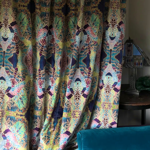 Teal Green Butterfly Designer Luxury Velvet fabric for curtains, upholstery and soft furnishings