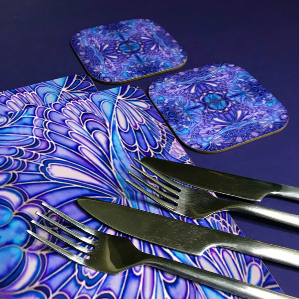 Soft Blue Lilac Butterfly Placemats and Coasters - Table Mats & Coasters, Blue Glass Chopping Boards