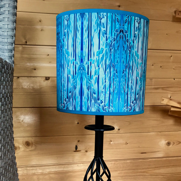 Into the Woods Contemporary Floor Lamp  - Tranquil Light Art Lamp - Blue Turquoise Aqua trees Lamp