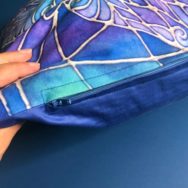 Nouveau Dragonflies Cushion - Blue Green Turquoise Purple Cushion - Dragonflies Art Pillow