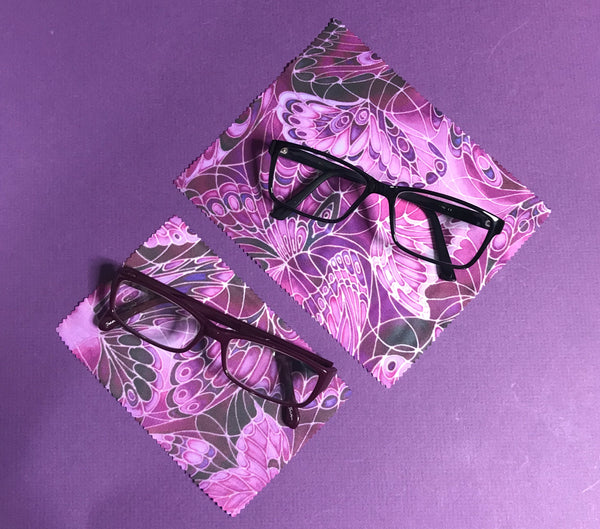 Plum glasses cleaning cloth - pretty butterfly cleaning cloth - phone screen cleaning cloth.