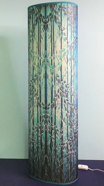 Into the Woods Contemporary Floor Lamp  - Tranquil Light Art Lamp - Blue Turquoise Aqua trees Lamp