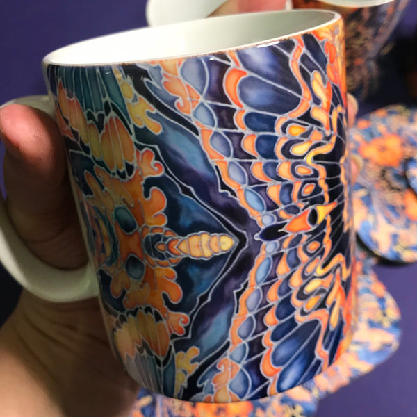 Contemporary Grey Blue Orange Placemats & Coasters - Table Mats -