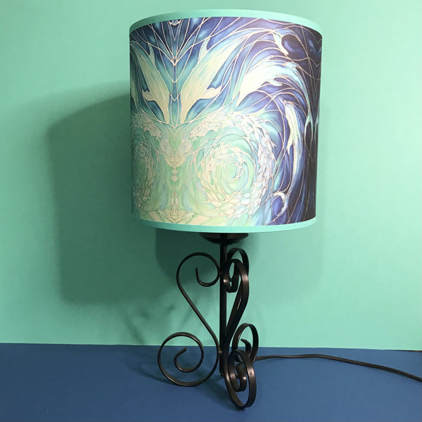 Blue Aqua Dolphins Contemporary Lamp Shade for table lamp- Blue Swimming Dolphins Drum Shade - Atmospheric lamp Shade