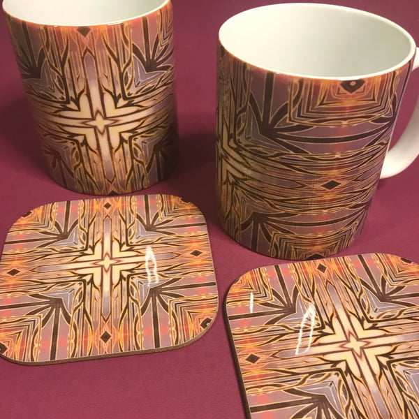 Forest Trees High Quality Table Mats and Coasters - Burgundy Terracotta Tableware - Copper Brown Burgundy Tableware