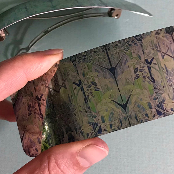 Teal Green Contemporary Forest Large Hair Clip - Gift for Her