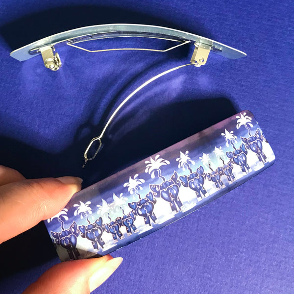 Blue Elephants hair clip, barette, hairslide, stocking filler, gift for her, gift for woman, gifts for girls, pretty presents.